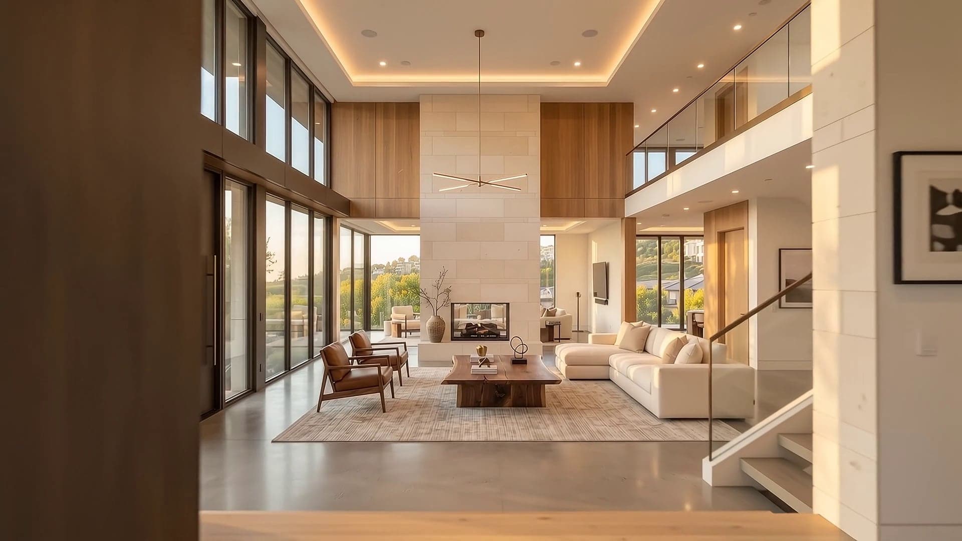Interior of a completed home with warm afternoon light