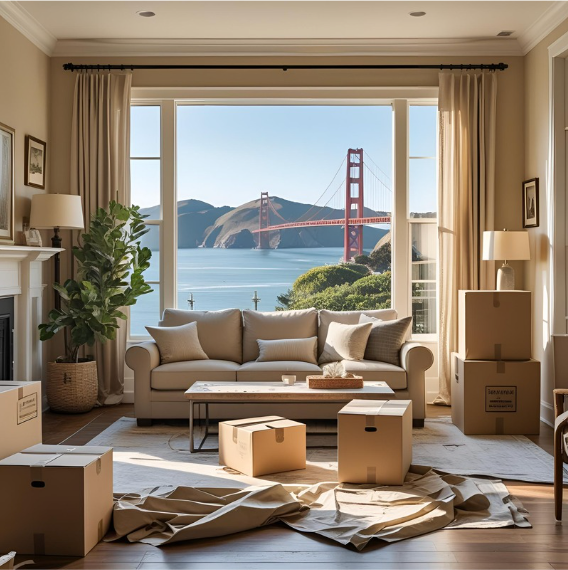 A cozy Bay Area home living room being prepped for renovation-Ash Bay Construction