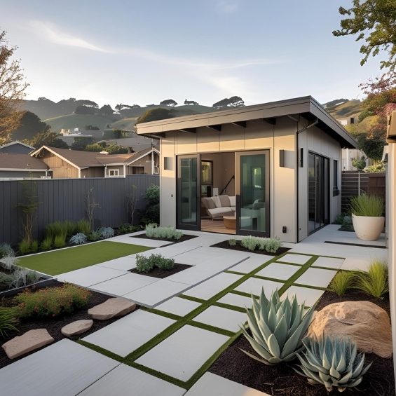 A modern Bay Area backyard with a newly built ADU-Ash Bay Construction