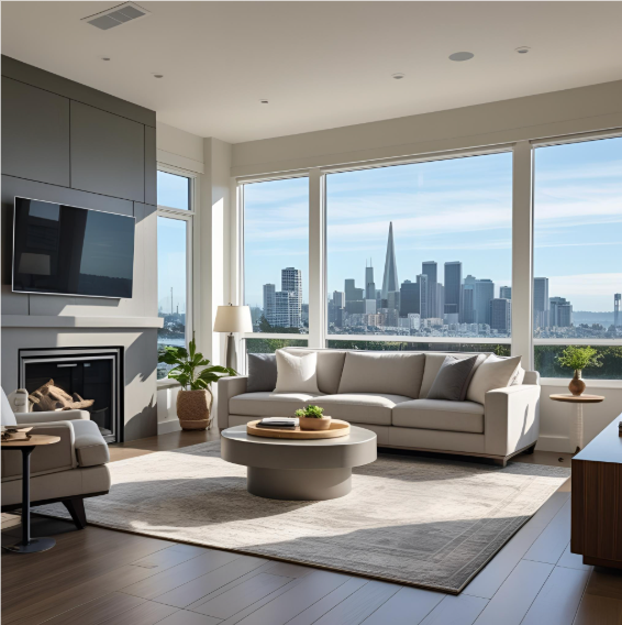 A modern Bay Area home living room after a smart tech remodel-Ash Bay Construction