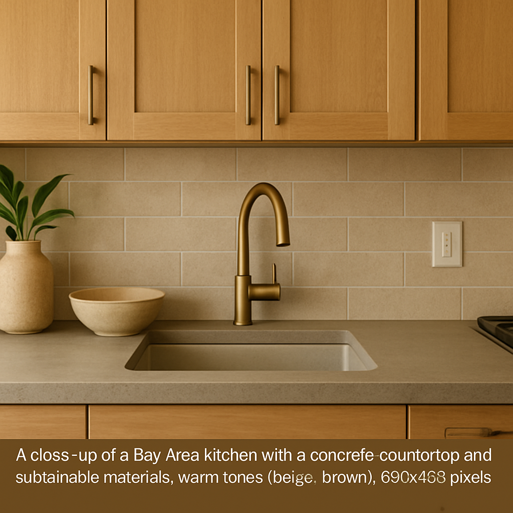 A close-up of a Bay Area kitchen with a concrete countertop and sustainable materials-Ash Bay Construction